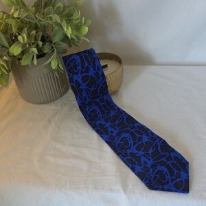 100% Silk Gucci Royal Blue Abstract Men's Tie, Made In Itialy.